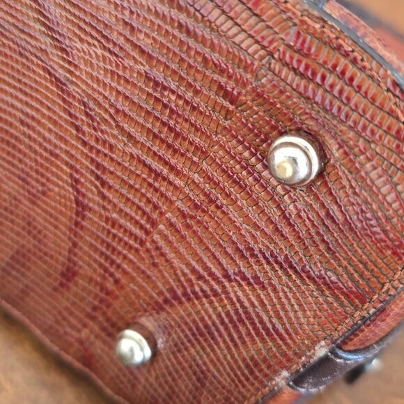 Brahmin | Mini Asher Brown Tyndal Snake Lizard  Smooth Leather Satchel - Picture 16 of 16